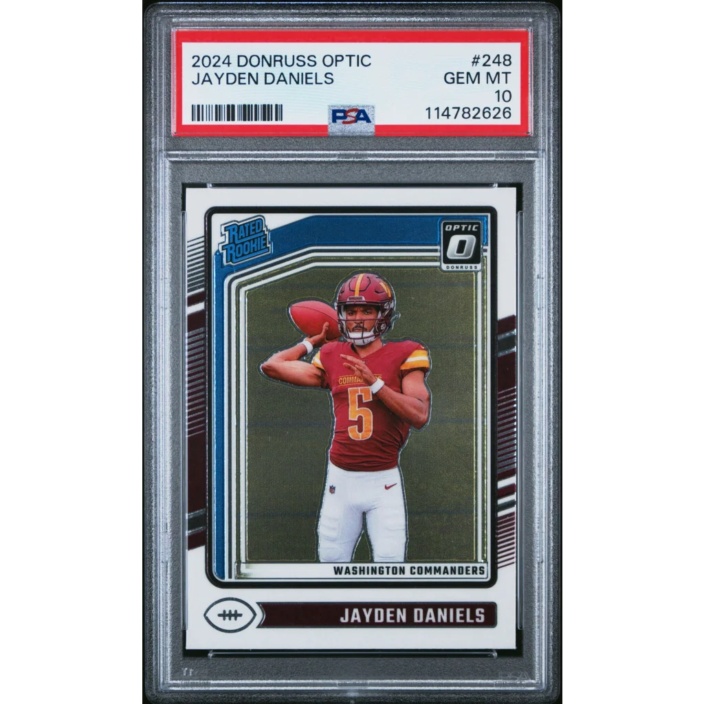 Graded 2024 Panini Donruss Optic Jayden Daniels #248 Rookie RC Football Card PSA 10 Gem Mint | Hall of Fame Sports Memorabilia | vintageantiquesgifts.com
