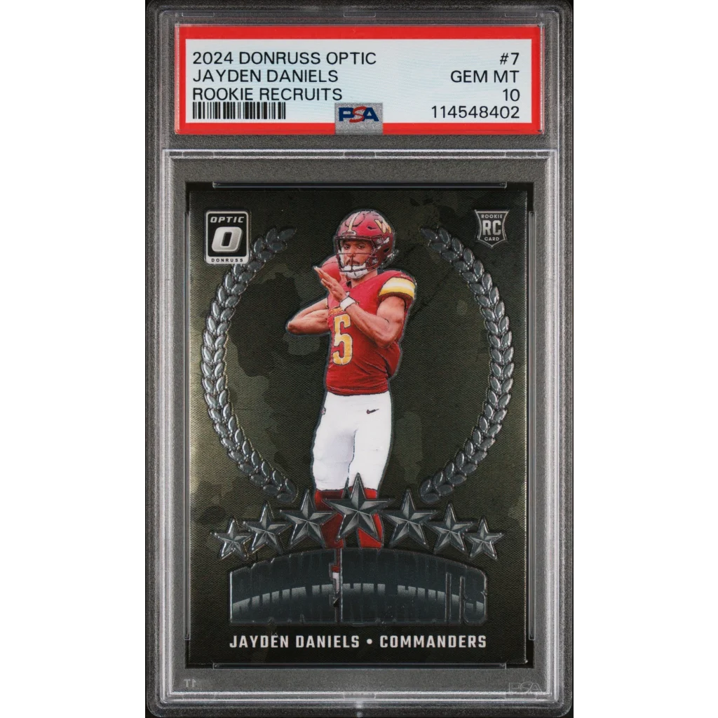 Graded 2024 Panini Donruss Optic Jayden Daniels #7 Rookie Recruits Rookie RC Football Card PSA 10 Gem Mint | Hall of Fame Sports Memorabilia | vintageantiquesgifts.com