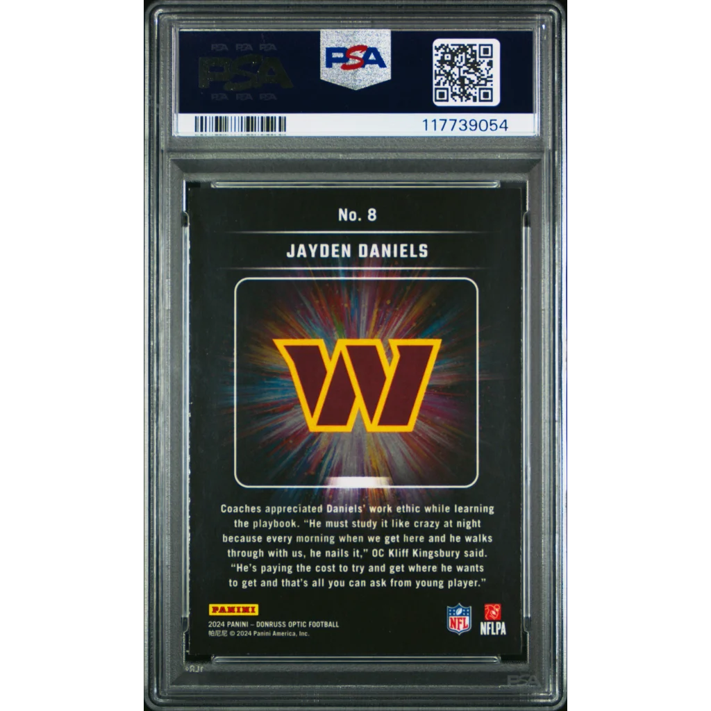 Graded 2024 Panini Donruss Optic Jayden Daniels #8 Light It Up Rookie RC Football Card PSA 10 Gem Mint | PSA 10 Gem Mint Graded Rookie Card | vintageantiquesgifts.com