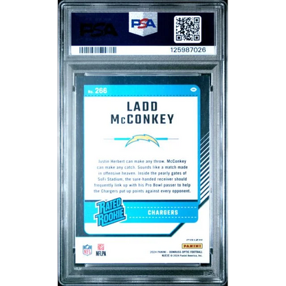 PSA 10 Graded 2024 Panini Donruss Optic Ladd McConkey #266 Holo Rookie Card