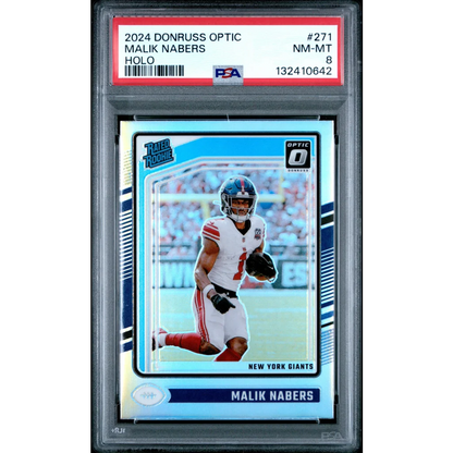 Graded 2024 Panini Donruss Optic Malik Nabers #271 Holo Rookie RC Football Card PSA 8 NM-MT | Hall of Fame Sports Memorabilia | vintageantiquesgifts.com