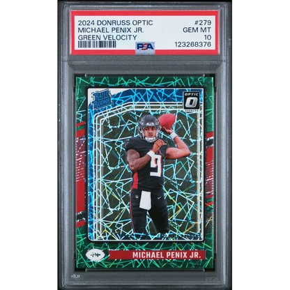 Graded PSA 10 2024 Panini Donruss Optic Michael Penix Jr #279 Green Velocity Rookie RC
