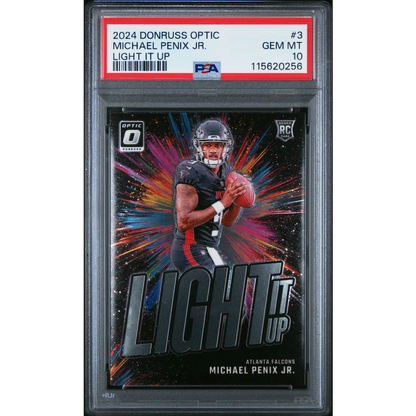 Graded PSA 10 2024 Panini Donruss Optic Michael Penix Jr Light It Up RC