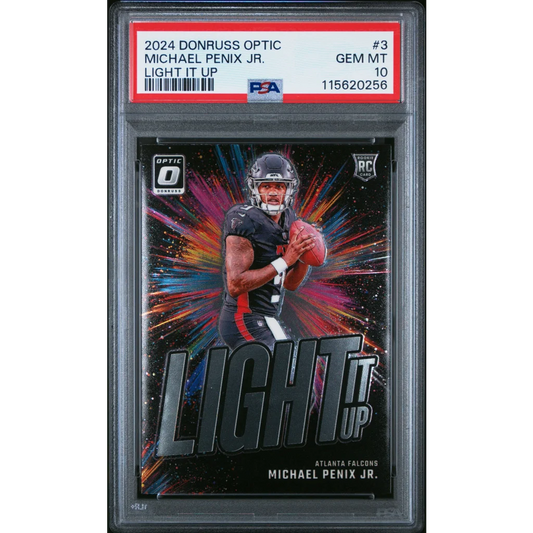 Graded PSA 10 2024 Panini Donruss Optic Michael Penix Jr Light It Up RC