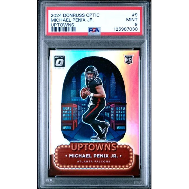 Graded 2024 Panini Donruss Optic Michael Penix Jr #9 Uptowns Rookie RC Football Card PSA 9 Mint | Hall of Fame Sports Memorabilia | vintageantiquesgifts.com