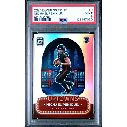 Graded 2024 Panini Donruss Optic Michael Penix Jr #9 Uptowns Rookie RC Football Card PSA 9 Mint | Hall of Fame Sports Memorabilia | vintageantiquesgifts.com