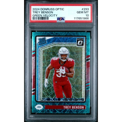 Graded 2024 Panini Donruss Optic Trey Benson #293 Green Velocity Rookie PSA 10