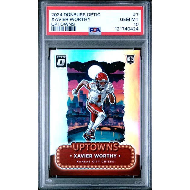 Graded 2024 Panini Donruss Optic Xavier Worthy #7 Uptowns Rookie RC Football Card PSA 10 Gem Mint | Hall of Fame Sports Memorabilia | vintageantiquesgifts.com
