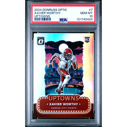 Graded 2024 Panini Donruss Optic Xavier Worthy #7 Uptowns Rookie RC Football Card PSA 10 Gem Mint | Hall of Fame Sports Memorabilia | vintageantiquesgifts.com