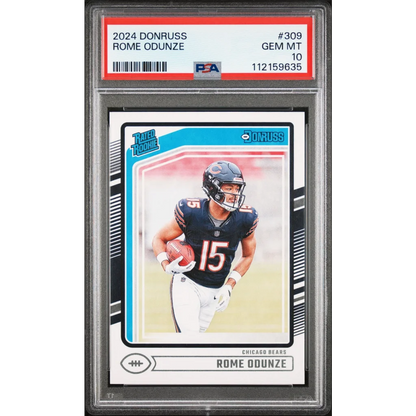 Graded 2024 Panini Donruss Rome Odunze #309 Rookie RC Football Card PSA 10 Gem Mint