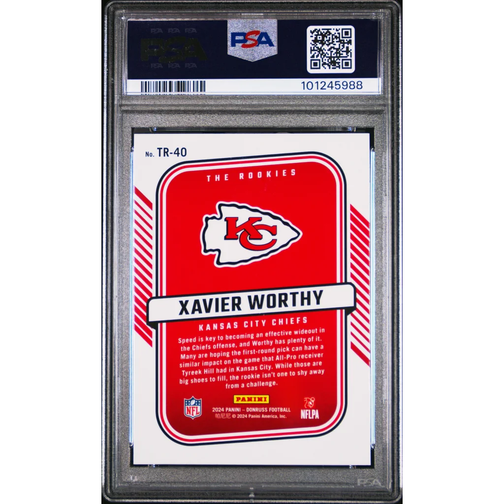 Graded Xavier Worthy 2024 Donruss Rookie Football Card ready to ship