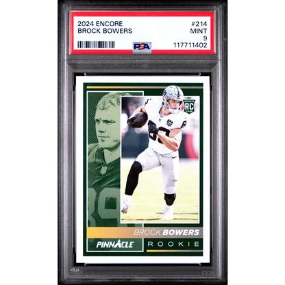 Graded PSA 9 Mint 2024 Panini Encore Brock Bowers #214 Rookie RC Card