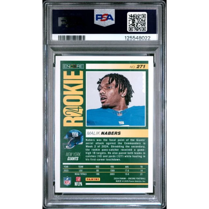 Graded 2024 Panini Encore Malik Nabers #271 Rookie RC Football Card PSA 10 Gem Mint | PSA 10 Gem Mint Graded Rookie Card | vintageantiquesgifts.com
