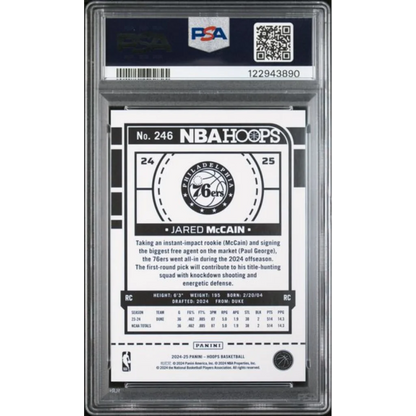Graded 2024 Panini Hoops Jared McCain #246 Purple Explosion /110 Rookie RC Basketball Card PSA 10 Gem Mint | PSA 10 Gem Mint Graded Rookie Card | vintageantiquesgifts.com