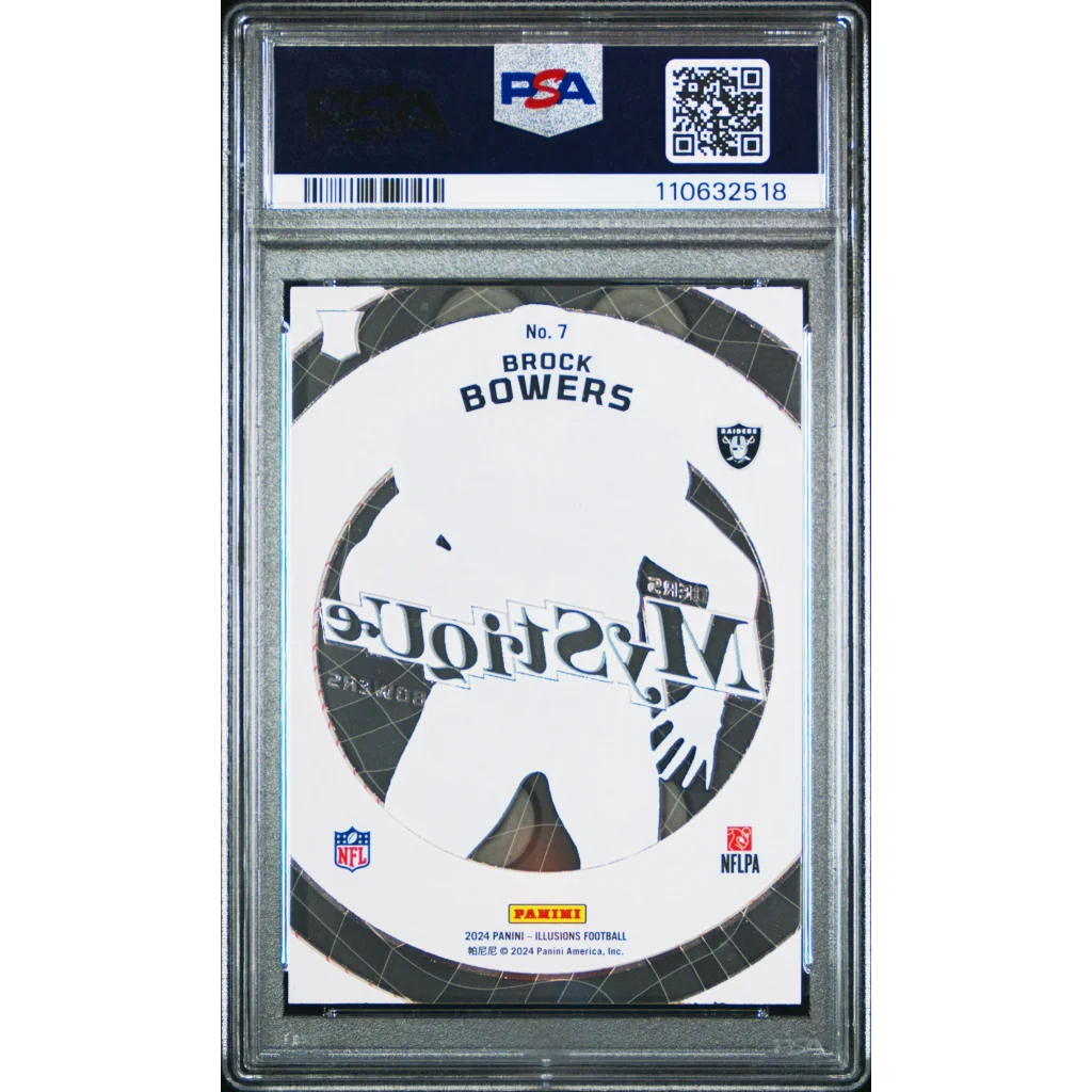 Graded Brock Bowers football card PSA 10 sports rookie card Mystique Gem Mint