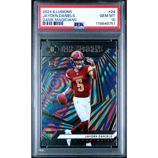 Graded 2024 Panini Illusions Jayden Daniels #24 Game Magicians Rookie RC Football Card PSA 10 Gem Mint | Hall of Fame Sports Memorabilia | vintageantiquesgifts.com