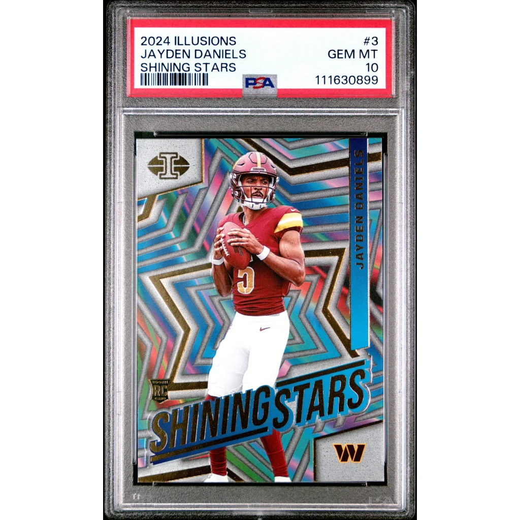 Graded 2024 Panini Illusions Jayden Daniels #3 Shining Stars Rookie RC Football Card PSA 10 Gem Mint | Hall of Fame Sports Memorabilia | vintageantiquesgifts.com