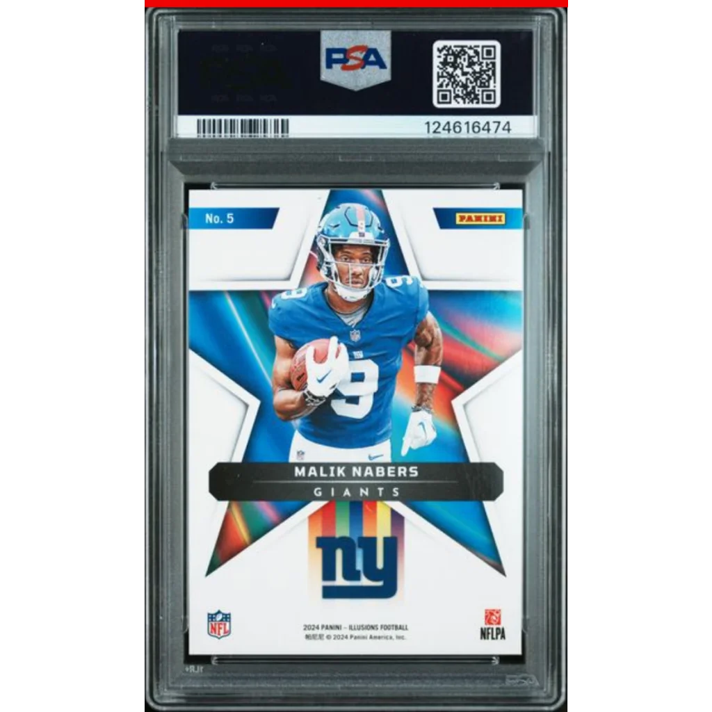 Graded 2024 Panini Illusions Malik Nabers #5 Shining Stars Rookie RC Football Card PSA 10 Gem Mint | PSA 10 Gem Mint Graded Rookie Card | vintageantiquesgifts.com