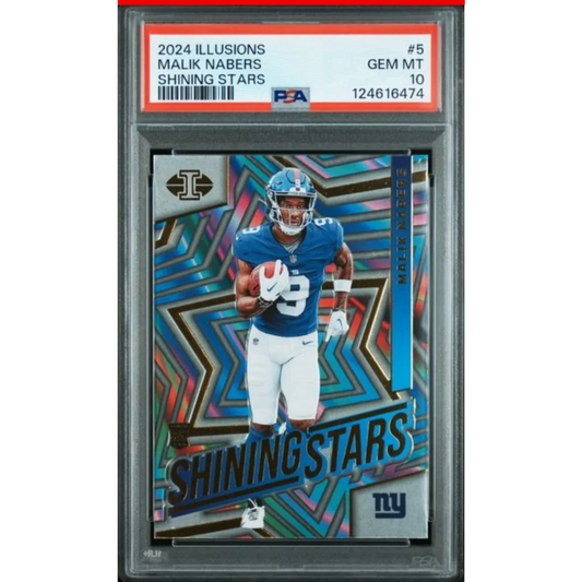 Graded 2024 Panini Illusions Malik Nabers #5 Shining Stars Rookie RC Football Card PSA 10 Gem Mint | Hall of Fame Sports Memorabilia | vintageantiquesgifts.com