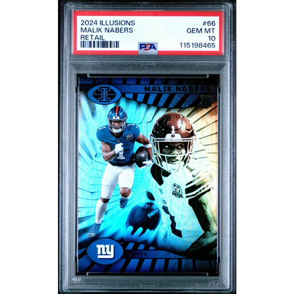 Graded 2024 Panini Illusions Malik Nabers #66 Retail Rookie RC Football Card PSA 10 Gem Mint | Hall of Fame Sports Memorabilia | vintageantiquesgifts.com