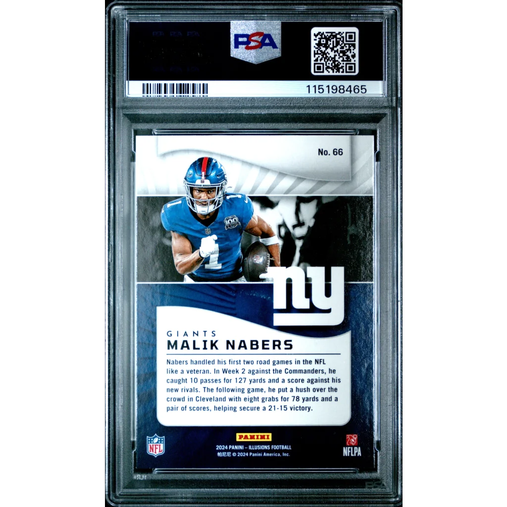 Graded 2024 Panini Illusions Malik Nabers #66 Retail Rookie RC Football Card PSA 10 Gem Mint | PSA 10 Gem Mint Graded Rookie Card | vintageantiquesgifts.com