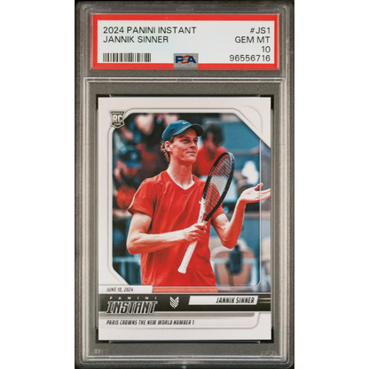 Graded 2024 Panini Instant Jannik Sinner PSA 10 Gem Mint Rookie Card