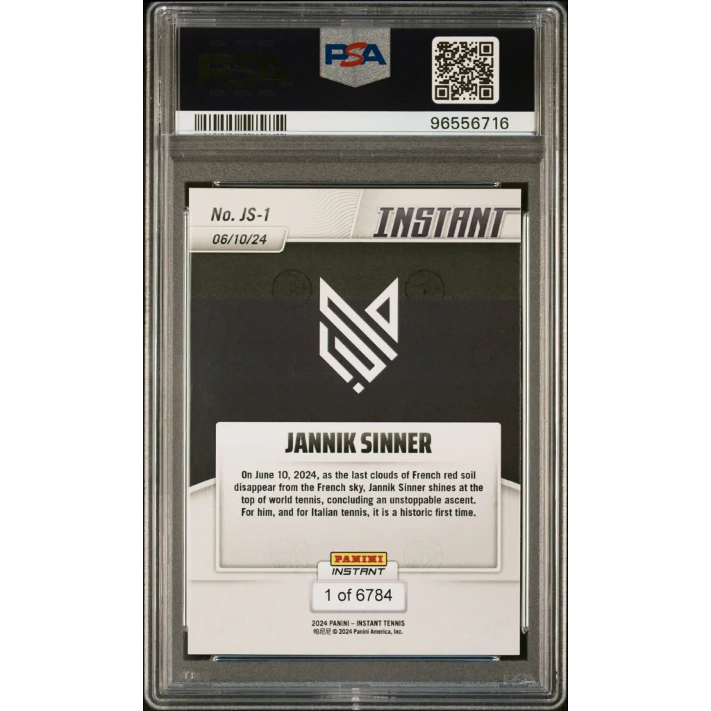 PSA 10 graded 2024 Panini Instant Jannik Sinner rookie tennis card #1 of 6784