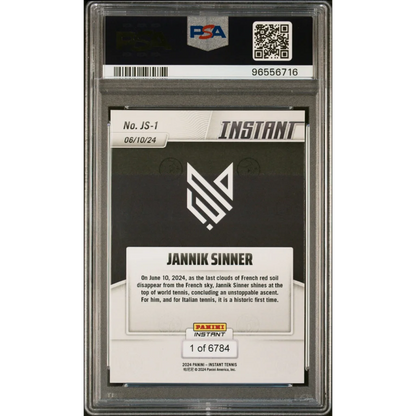 PSA 10 graded 2024 Panini Instant Jannik Sinner rookie tennis card #1 of 6784