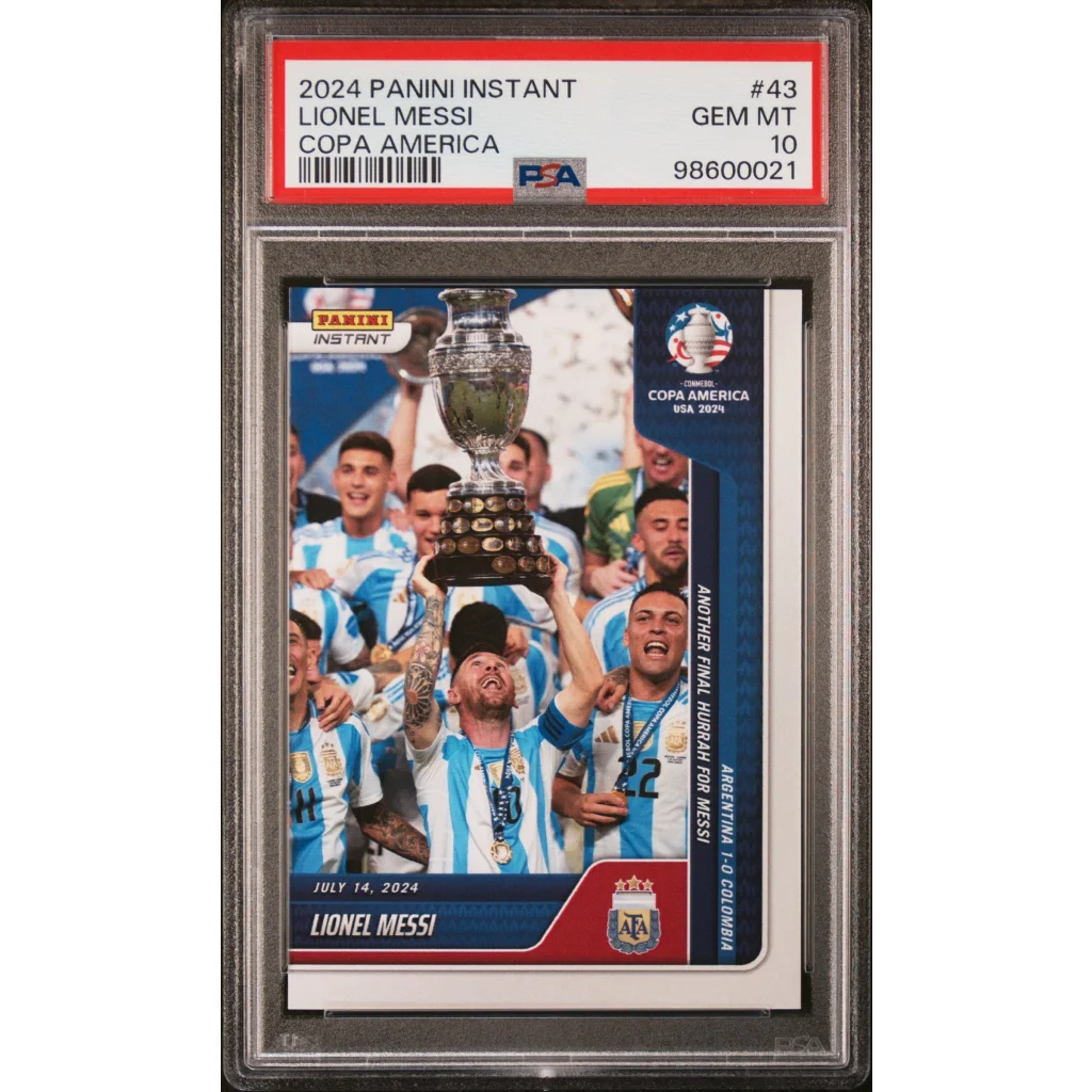 GEM MT 10 Lionel Messi Copa America trading card certified by Professional Sports Authenticator