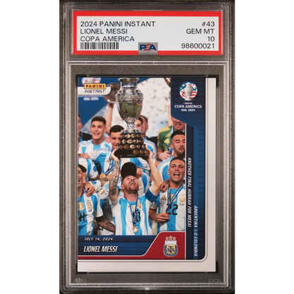 GEM MT 10 Lionel Messi Copa America trading card certified by Professional Sports Authenticator