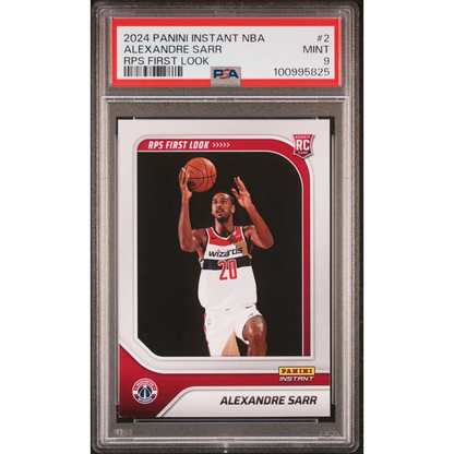 Graded PSA 9 2024 Panini Instant Alexandre Sarr Wizards Rookie Card