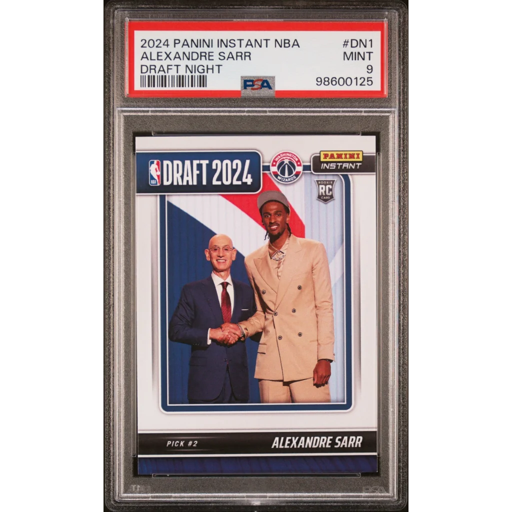 Graded PSA 9 Mint 2024 Panini Instant NBA Alexandre Sarr Draft Night Rookie Card