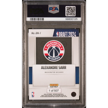 Graded PSA 9 2024 Panini Instant NBA Alexandre Sarr Draft Night Rookie Card #DN1