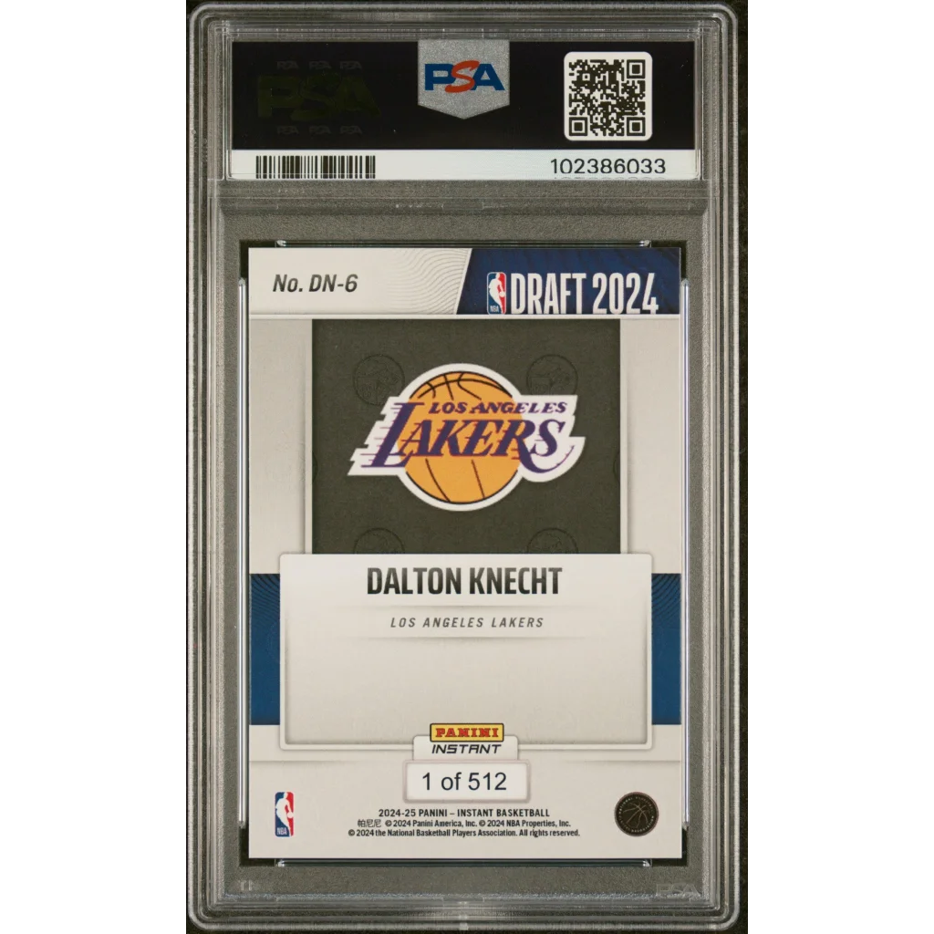 PSA graded Dalton Knecht 2024 NBA Draft Lakers rookie trading card on product page