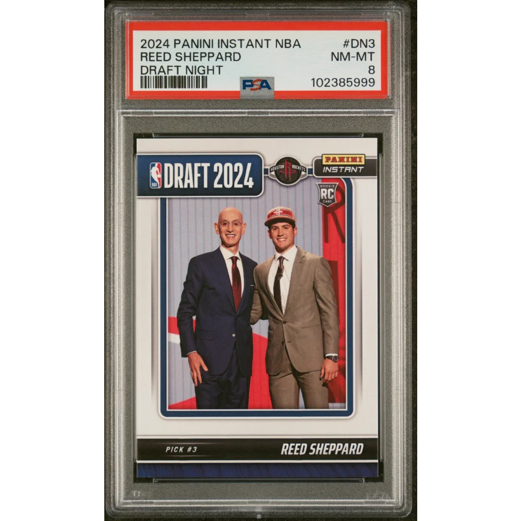 PSA Graded Reed Sheppard 2024 Draft Night NBA Rookie Card trading card image