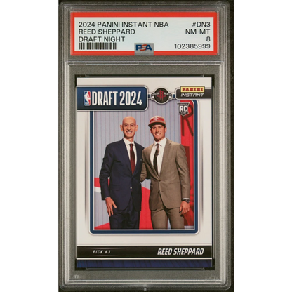 PSA Graded Reed Sheppard 2024 Draft Night NBA Rookie Card trading card image