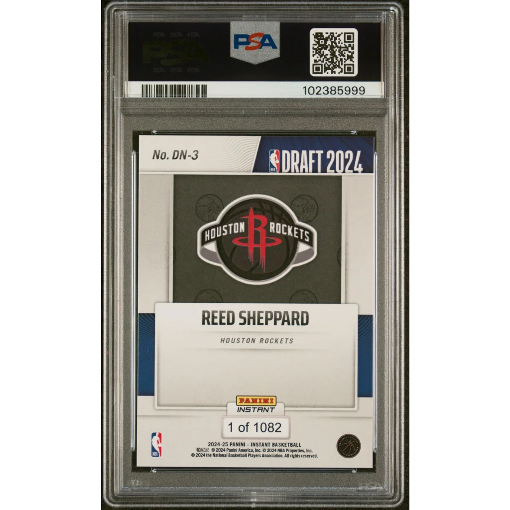 Graded Reed Sheppard 2024 Draft Night Rookie Card Houston Rockets basketball card