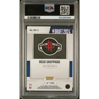 Graded Reed Sheppard 2024 Draft Night Rookie Card Houston Rockets basketball card