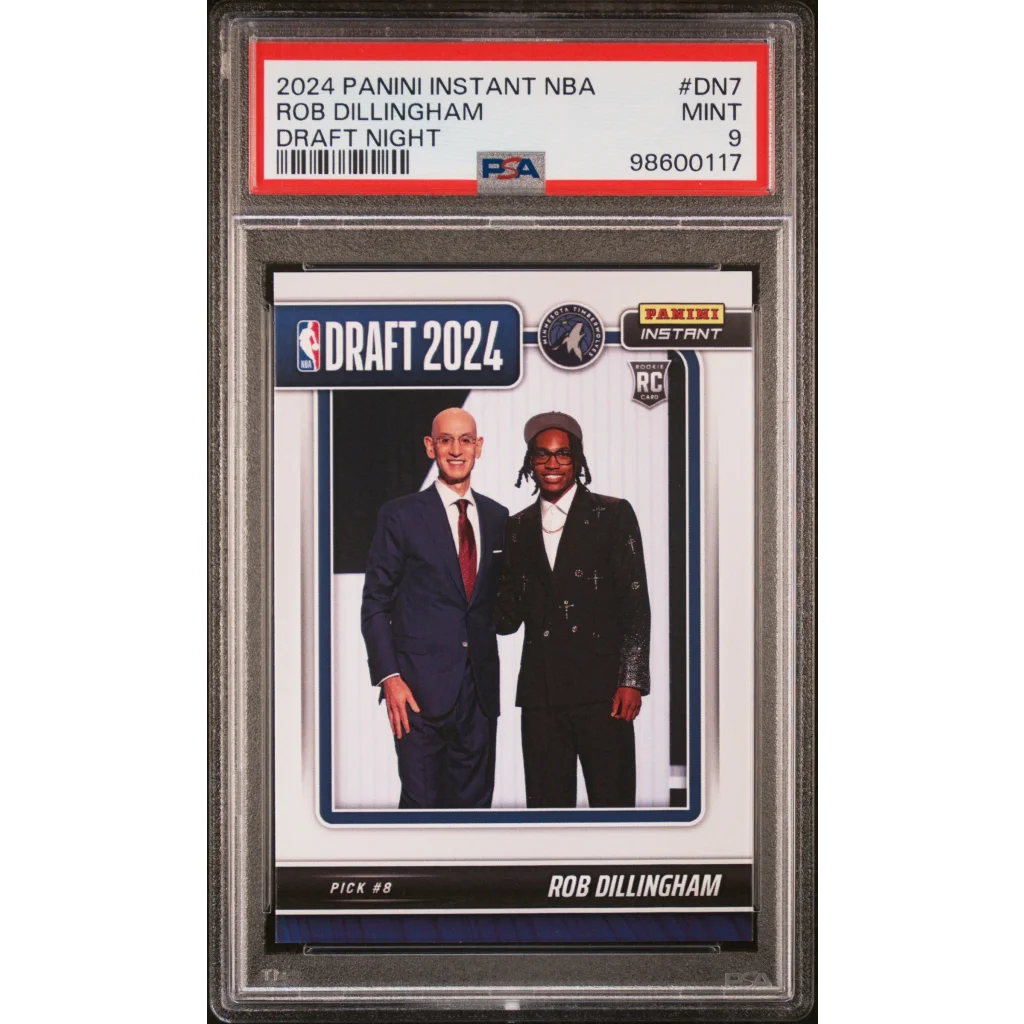 Graded 2024 Panini Instant NBA Rob Dillingham Draft Night rookie card PSA Mint 9