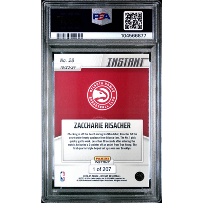 Graded 2024 Panini Instant NBA Zaccharie Risacher #28 Rookie RC Basketball Card PSA 10 Gem Mint | PSA 10 Gem Mint Graded Rookie Card | vintageantiquesgifts.com