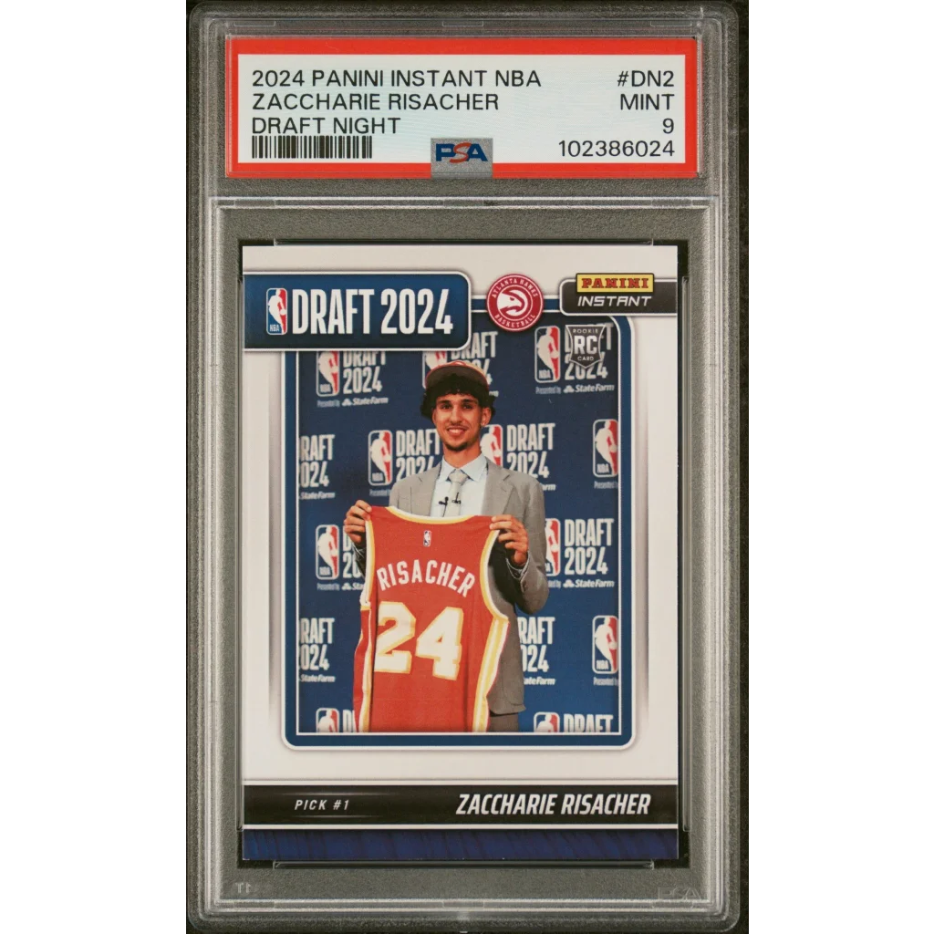 PSA Graded Zaccharie Risacher 2024 Panini Instant NBA Draft Night card