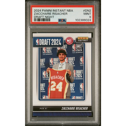 PSA Graded Zaccharie Risacher 2024 Panini Instant NBA Draft Night card