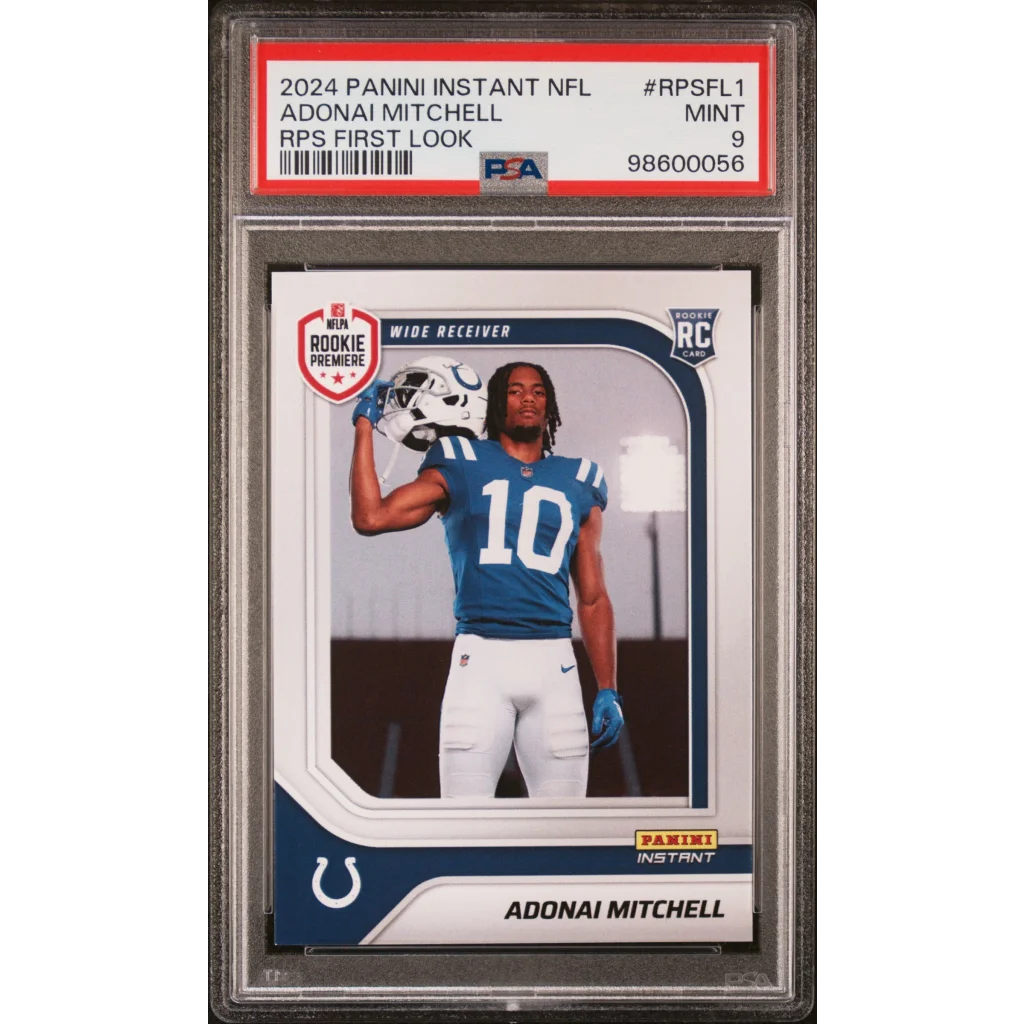 PSA 9 Adonai Mitchell Panini Instant NFL rookie sports card graded Mint 9