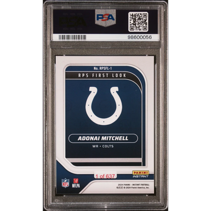 Graded Adonai Mitchell Panini Instant NFL Rookie Sports Card, PSA 9, first look