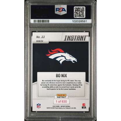 PSA Graded Bo Nix 2024 Panini Instant NFL Trading Card image