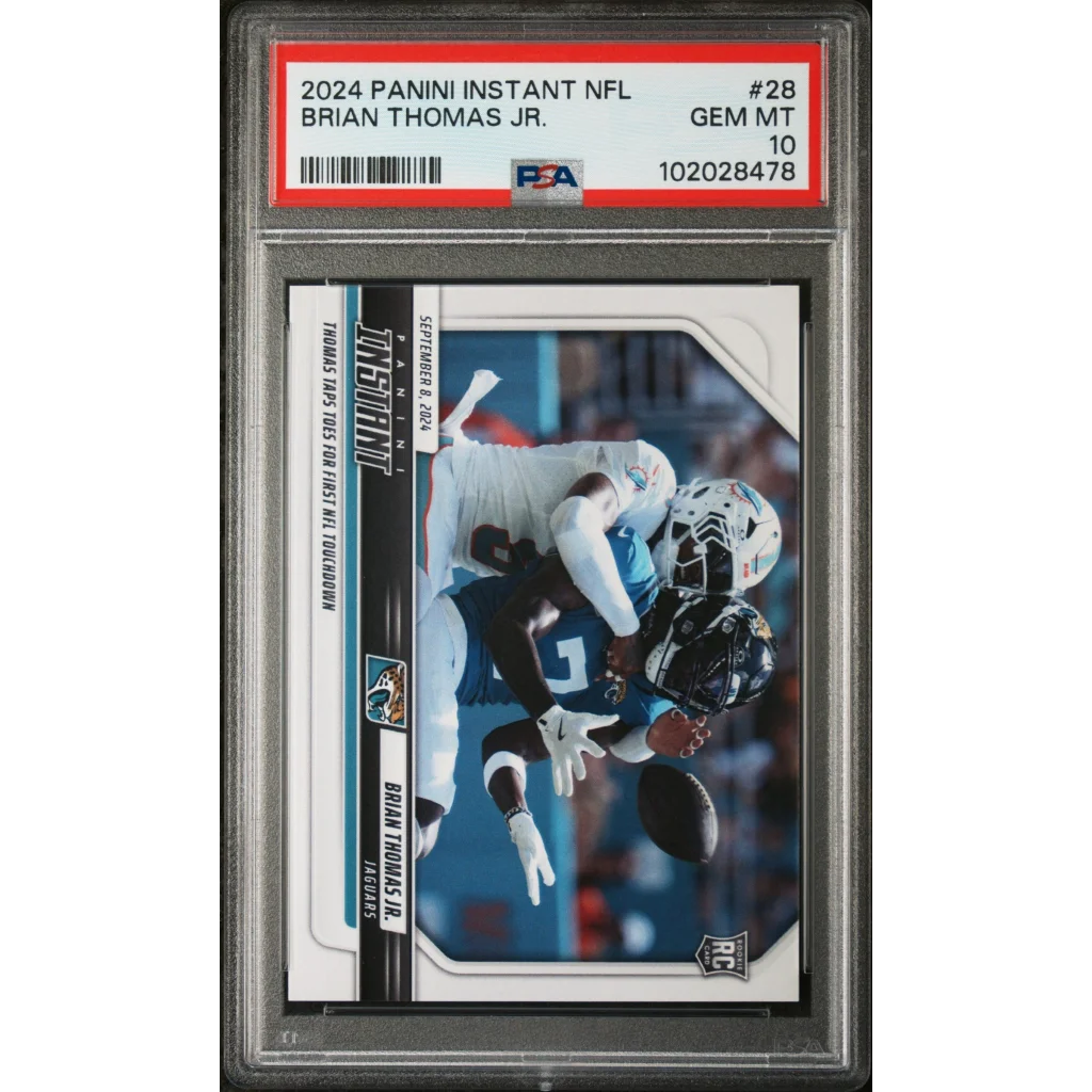 Graded 2024 Panini Instant NFL Brian Thomas Jr #28 Rookie RC Football Card PSA 10 Gem Mint | Hall of Fame Sports Memorabilia | vintageantiquesgifts.com