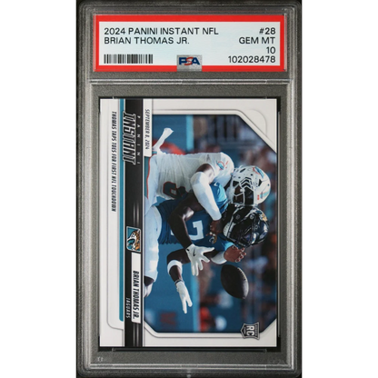 Graded 2024 Panini Instant NFL Brian Thomas Jr #28 Rookie RC Football Card PSA 10 Gem Mint | Hall of Fame Sports Memorabilia | vintageantiquesgifts.com