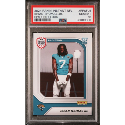 PSA graded 2024 Panini Instant NFL Brian Thomas Jr RPS First Look rookie card