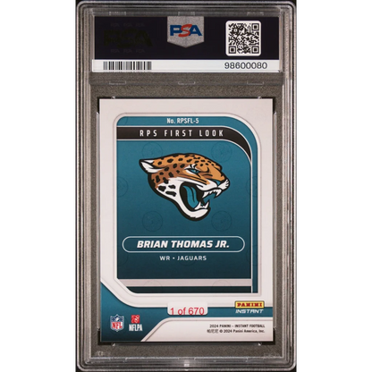 Graded 2024 Panini Instant NFL Brian Thomas Jr #RPSFL5 RPS First Look Rookie RC Football Card PSA 9 Mint | PSA 9 Mint Graded Rookie Card | vintageantiquesgifts.com