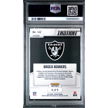 Graded 2024 Panini Instant Brock Bowers White Tiger /5 Rookie RC PSA 9